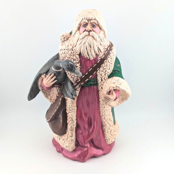 Vintage Canadian Santa with Christmas Goose Hand Painted Ceramic Bisque 2001 - Picture 1 of 9